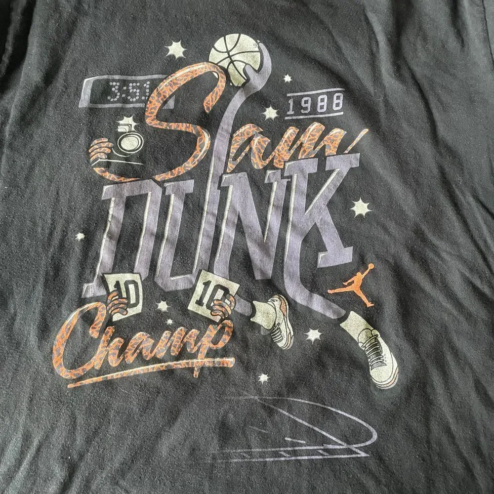 JORDAN 1988 slam dunk Retro 3 Dunk Champ T-Shirt sz 2XL Black Purple Slam Flight